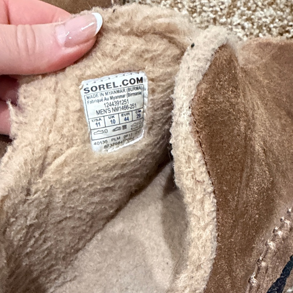 Mens Sorel Brown Suede Slippers with Faux Fur Lining - Picture 4 of 4